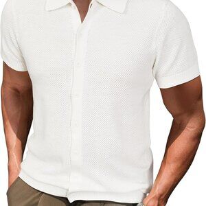 Elegant Men's White Wool Blended Short Sleeve Shirt - Versatile Summer Essential